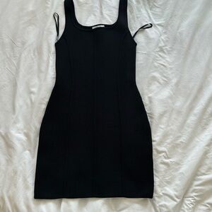 Babaton Aritzia Sculpt Knit Squareneck Mini Dress Black Size: Small